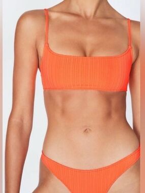 triangl swimwear Bright Orange Ribbed Bikini Set